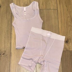 SKIMS Cotton RibTank and Boxer Set Iris Mica